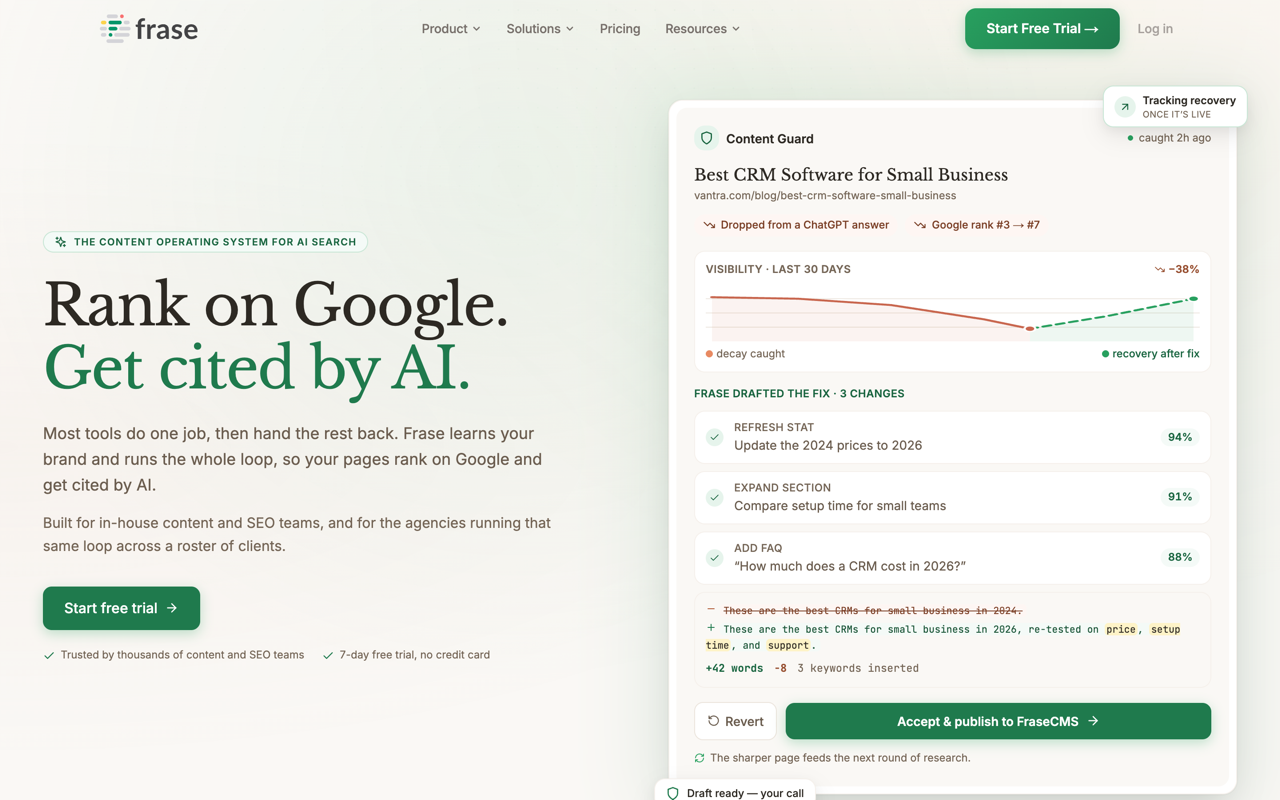 Frase homepage screenshot