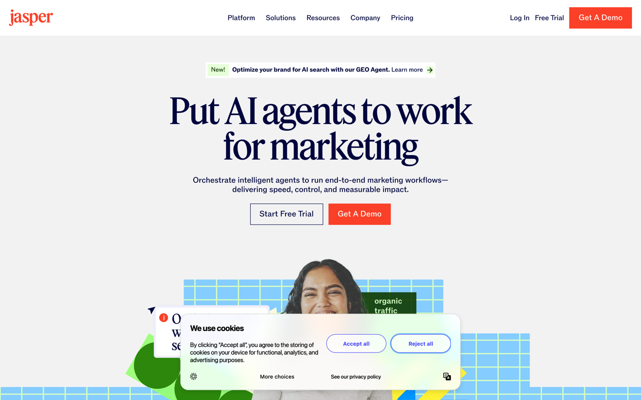 Jasper AI homepage screenshot
