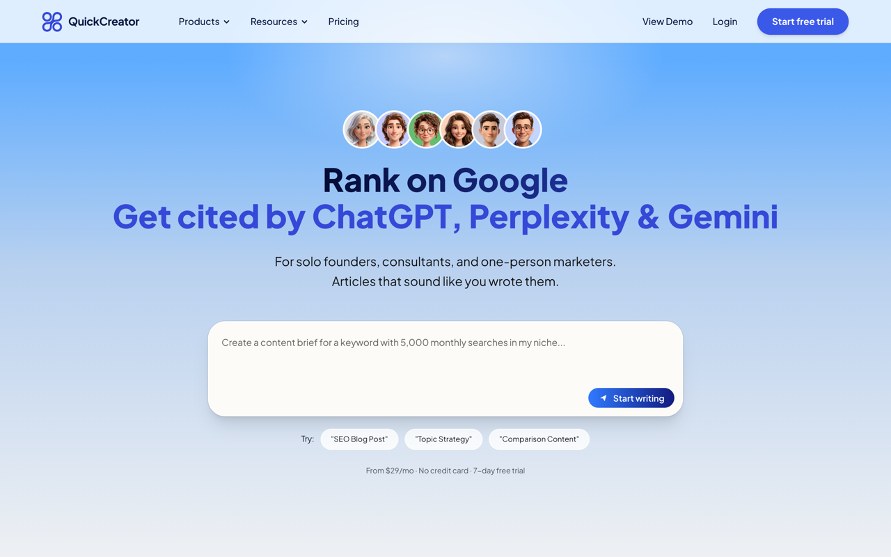 QuickCreator homepage